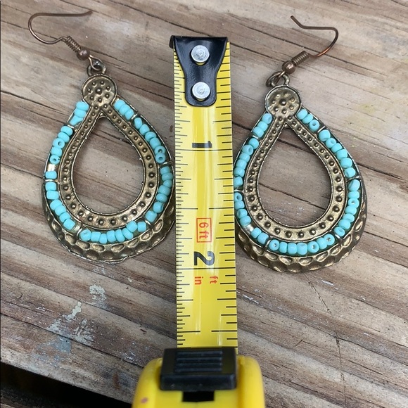 Anthropologie Turquoise and gold circle earrings - Picture 3 of 3